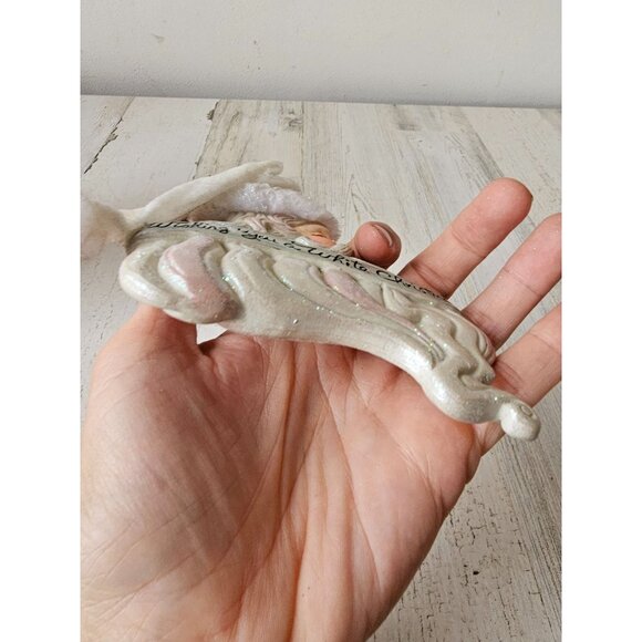 Glitter Santa hat ornament porcelain sparkle White tree Xmas - Picture 7 of 7